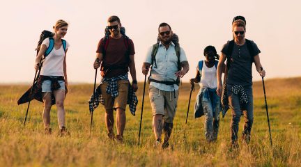 Group of friends hiking together